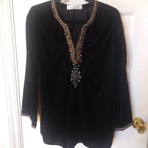 Bella Tu Embellished Velvet Women Top Size M